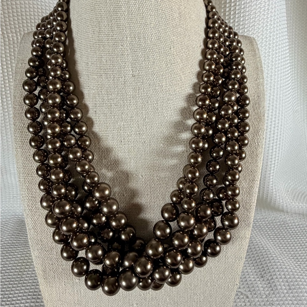 Elegant Multi-Strand Brown Pearl Necklace